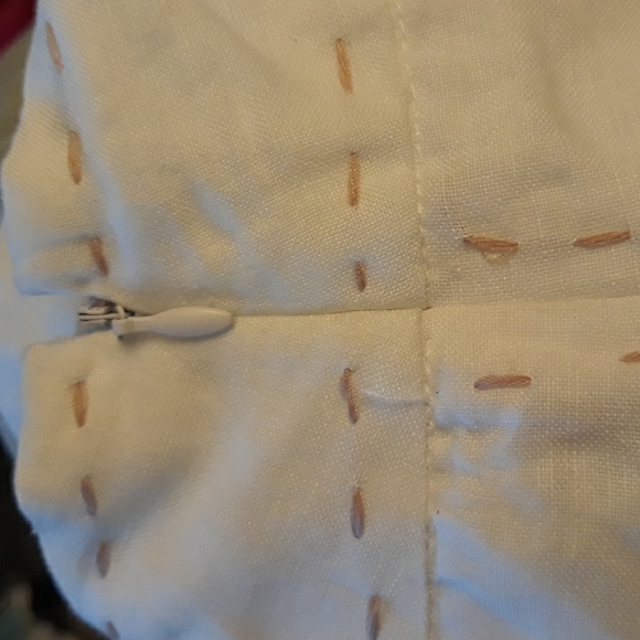 NWT A-Line Off-White Mid-Calf Skirt with Khaki Stitching. Fully- Lined. 2 sizes - Picture 6 of 9